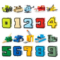 Transformation Robot Toy Bricks 10 Digit Number Mathematical Symbol Fighter Warship Building Blocks Sets Educational Kids Toys
