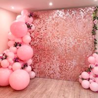 【Fun party】ตกแต่งงานเลี้ยงวันเกิด Shimmer เลื่อมฉากหลังพื้นหลังงานแต่งงาน Baby Shower Decor พื้นหลังปาร์ตี้ Glitter ฟอยล์ Curtain