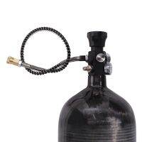 PCP Tank Dual Gauge Charging Valve Air Filling Station Refill Adapter with 400Bar 6000Psi Gauge 50cm Hose