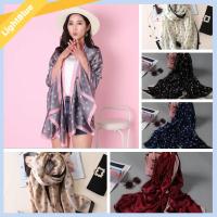 LIGHTBLUE BEAUTY Fashion Cape Silk Lady Shawl Flower Printed Neckerchief Knitted Wrap Women Scarves