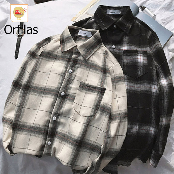 orfilas-เสื้อเชิ้ต-แขนยาว-ลายสก็อต-แฟชั่นสำหรับผู้ชาย-ขนาด-m-2xl-พิมพ์ลายสก๊อต-เสื้อเชิ้ตแขนยาวผู้ชายทรงหลวมลําลอง-ท็อปส์ซูทุกวัน-เสื้อเชิ้ตลายสก๊อต
