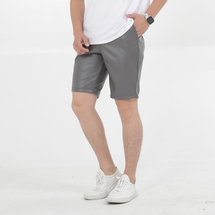 2021thoshine-brand-summer-men-leather-shorts-elastic-outerwear-short-pants-male-fashion-pu-faux-leather-shorts