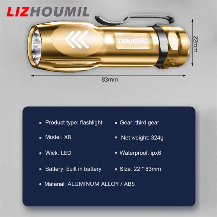 lizhoumil-ไฟฉายจิ๋ว-led-กันน้ำแบบพกพา-usb-ชาร์จไฟได้โคมไฟ-usb-บนมือพร้อมคลิปหนีบเข็มขัดไฟฉายส่องไฟ