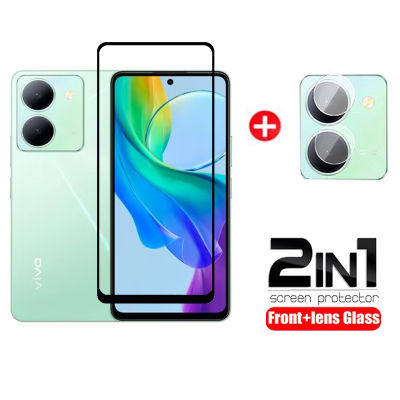 2in ฟิล์มใส1กระจกเทมเปอร์ Y27ฟิล์มสำหรับ Vivo NFC 4G 5G 2023คลุมทั้งหมดป้องกันกล้อง