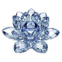 2X Blue Crystal Flower Ornaments Crystal Lotus Interior Decoration Crystal Glass Lotus Ornaments Creative(Small)