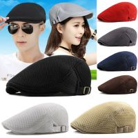 หมวกแฟชั่นสไตล์ฝรั่งเศสสำหรับผู้ชายผู้หญิงหมวกระบายอากาศได้ดีหมวกหมวกแบนตาข่ายสำหรับเล่นกอล์ฟฤดูร้อน