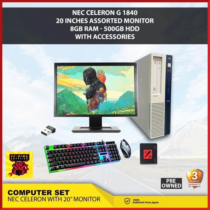 COMPUTER SET NEC CELERON G 1840 WITH 20 INCHES WIDE MONITOR 8GB RAM AND ...