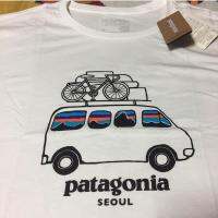 2023 newpatagoniaPatagonia จักรยานรูปแบบแขนสั้นเสื้อยืดผู้ชายเสื้อยืดบนรถบัส