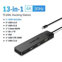 Lemorele 13ฮับ USB พอร์ต Type C ฮับ USB แท่นวางมือถือ Dual HDMI 4K30hz VGA USB3.0อะแดปเตอร์สำหรับ Macbook Windows แล็ปท็อปฮับ