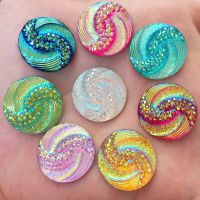 New 20pcs 20mm AB Resin Round FlatBack Rhinestone Embellishment Buttons Crafts W08*2 Haberdashery