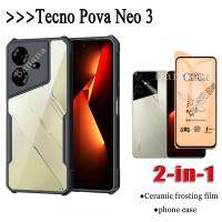 2in1ฟิล์มฝ้าเซรามิก Pova Neo 3เคสโทรศัพท์อะคริลิคสำหรับ Pova Neo 2 Pova 5 4 3 2