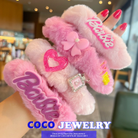 COCOJEWELRY ไทด์ผมตุ๊กตาตุ๊กตาบาร์บี้สีชมพูผู้หญิงฤดูใบไม้ร่วงและฤดูหนาวเกาหลีเชื่อกผูกโบว์ความรัก