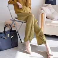 Casual pants female nine points new spring and summer miyake fold high loose straight waist thin wide-legged