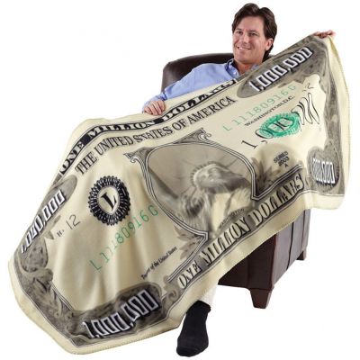 【zlm 3D Pattern Million Dollar Blanket Money Pattern Flannel Fleece Throw Blanket For Living Room Bedroom Traveling Camping 180X90cm