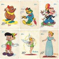 การ์ตูนดีบุกโล่โลหะโปสเตอร์-Pinocchio และนายกระต่ายนางฟ้าสไตล์วินเทจผนังผ้าใบย้อนยุคดีบุกเข้าสู่ระบบสำหรับตกแต่ง