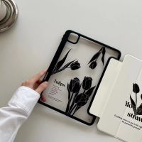 เคส2ดอกทิวลิปสำหรับ Ipad Pro 12.9นิ้ว6Th/5Th/4Th/3Rd รุ่น Ipad Pro 11 Air 4 Air 5 2022สมาร์ทปลอกพร้อมที่ใส่ดินสอ