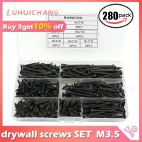 282pcs/set Drywall Screw M3.5 Wood Screws Counter Sunk Flat Head Tapping Screws with Cross Recessed Carbon Steel Philips Screws Nails Screws  Fastener