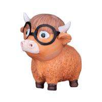 Tabletop Cow Sculpture Polished Cute Resin Cow Wear Glasses Fadeless Outdoor Statues Mini Cattles for Living Room Entrance Hall Showcase Bedroom Study Room Garden manner