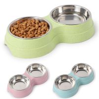 〖Love pets〗 Double Pet Pet Food Bowl Stainless Steel Drinkware Pet Drink Food Cat Food Puppy Feeding Supplies Small Size Dog Accessories