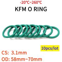 10 buah CS 3.1mm OD 58 70mm karet Fluorine hijau FKM cincin O segel Gasket insulasi minyak tahan suhu tinggi hijau