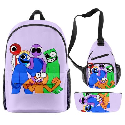 Cartoon Fashion Game Rainbow Friends 3D Print 3pcs/Set pupil School Bags Trendy Travel Laptop Backpack Chest Bag Pencil Case