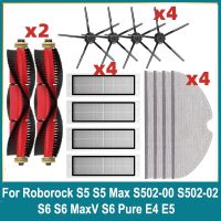 ไม้ถูพื้นตัวกรอง Hepa สำหรับ Roborock S5 S5 S502-02 S502-00 S6 S6สูงสุด S6 E4บริสุทธิ์หุ่นยนต์ดูดฝุ่นอะไหล่แปรงด้านข้างหลัก