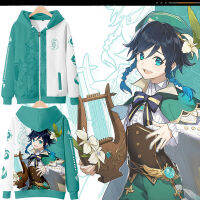 2023 NewAnime เกม Genshin Impact Venti คอสเพลย์พิมพ์3D Hoodies ผู้ชายผู้หญิงเสื้อกันหนาว Hoodie Harajuku Casual Men Hoodi