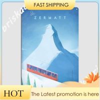 โลโก้โลหะของ Zermatt ผนังถ้ำบาร์ที่กำหนดเองตกแต่งผนังดีบุกโลโก้โปสเตอร์ 20 * 30 ซม