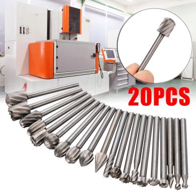 【DT】hot！ 20 Pcs Wood Carving Milling Cutter Set Durable Routing Router Bits Burr for Engraving Machine