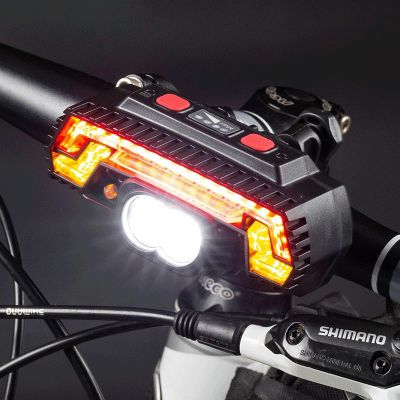[COD] Cross-border bicycle headlight charging strong light multi-function night riding equipment accessories bike warning taillight