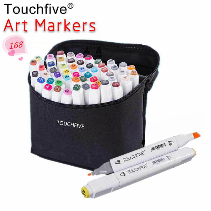 touchfive-ตัวเลือกสีจับคู่-art-markers-แปรงปากกา-sketch-แอลกอฮอล์เครื่องหมาย-dual-head-manga-วาดปากกาอุปกรณ์ศิลปะ-yrrey