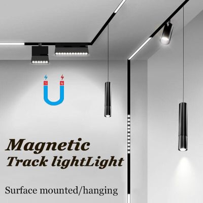 Surface Mounted Led Magnetic Track Light Systems Living Dining Room Rail Ceiling Hanging Lighting Shop Home Track Spot Lights