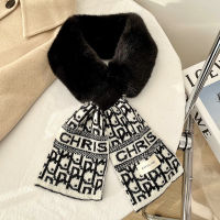 2022 New Designer Winter Warm Faux Rabbit Fur Collar Scarf Ring Women Luxury Plaid Knitted Snood Scarves for Ladies Neckerchiefs