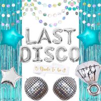 Sursursurprise Last Disco Bachelorette Party Decorations Teal Blue แนชวิลล์ Western Cowgirl Bachelorette Party Decors With 4d Disco Ball Star Diamond Ring Balloons Rain Curtain Circle Dots Garland Bride To Be Sash