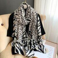 【Miki Xinyuan】2021 New Autumnwarm Scarf Designer Zebra Leopard Print Patternand Linen Feel Silk ScarfHijabNew