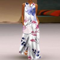 【HOT】﹍✿▥ Womens Dresses 2023 Sleeveless V-Neck Print Evening Beach Vacation Female Robe S-5XL