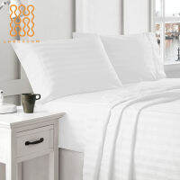 Professional customization Ho 5 star Luxury 60S 1cm 100 polyestercotton white satin stripe bed sheet set