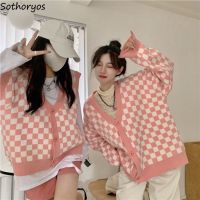 ❇►❇ Checkered Cardigan All-match Outwear Fashion Loose Leisure Street Coats Sweaters Warm