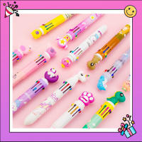 ?? ปากกา หลากสี ปากกาลูกลื่น 10 หัว 10 สี ลายการ์ตูน น่ารัก  ปากกาหลายสี ในแท่งเดียว 10-in-1 Pens Multi-color ??