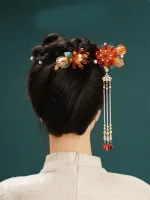 1 pcs Handwork Flower Hairpin Chinese Style Retro Long Tassel Hair Stick Hanfu Cheongsam Accessories Bride Headdress Gift Haberdashery