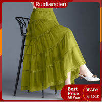 Ruidiandian M-2XL ผ้าตาข่ายกระโปรงทรงเอยาวถึงข้อเท้า,เสื้อผ้าผู้หญิงแบบบางสีสันสดใสสำหรับฤดูใบไม้ผลิ80กก.