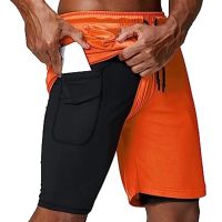 Mens 2 in 1 Running Shorts Gym Workout Double-deck Quick Dry Mens Shorts Sportswear Training Short Pants  Jogging Sport Shorts