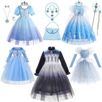 ZZOOI Frozen 1&amp;2 Girls Cosplay Costume for Kids Disney Elsa Princess Snow Queen Long Sleeve Dress Mesh Fantasia Carnival Party Clothes