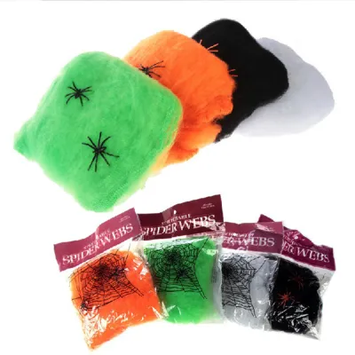 Halloween Spider Web Bar Scene Decoration Halloween Party Decoration Cotton Cobweb Decoration Scary Halloween Decor