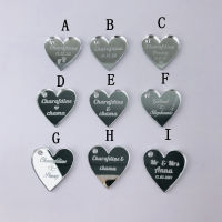 50pcs Custom Mirror silver Heart Label Tag Personalized MR MRS Wedding party souvenirs Table Decoration Centerpieces Favors