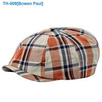 ✜ After sealing octagonal cap both men and women in the spring and autumn with grid beret European painters plaid newsboy cap restoring ancient ways