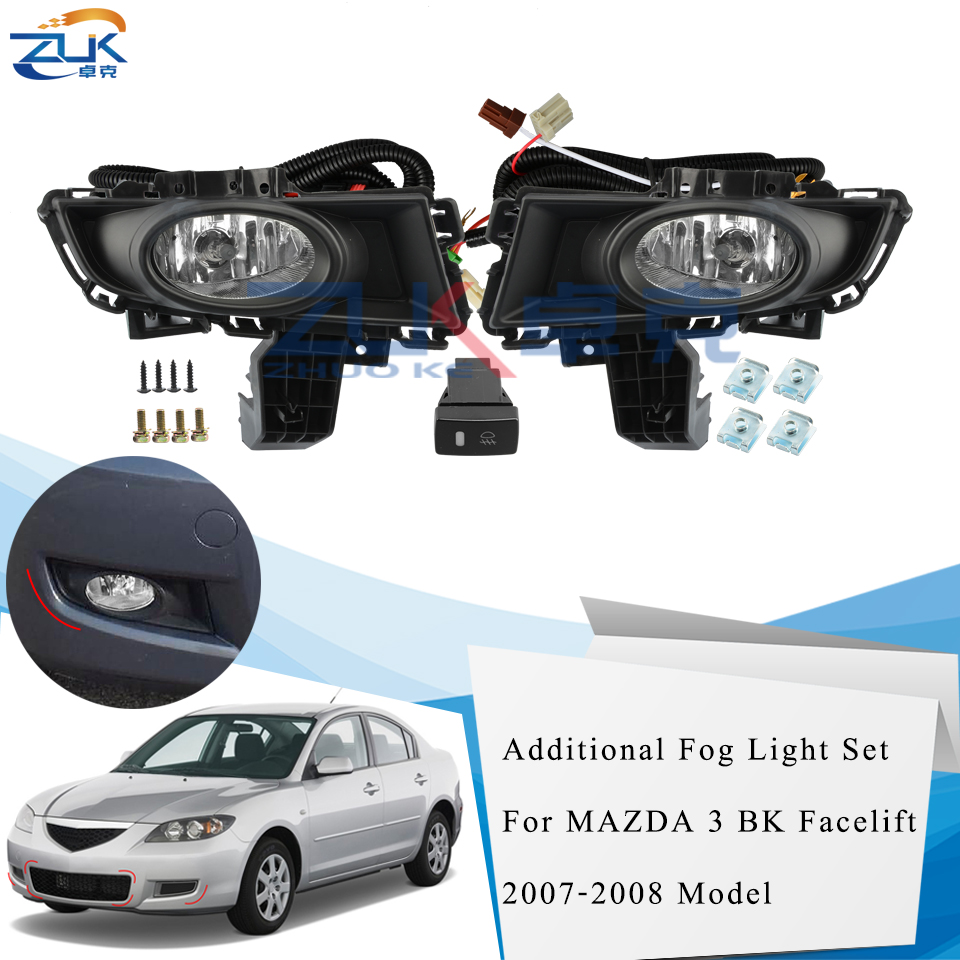 Fog Light Lamp w/ Harness Switch Cover Trims Kit For Mazda 3 2010 2011 LED TYPE