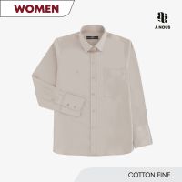 À NOUS - WOMEN SHIRT - Slim Fit - Cotton Fine (Wheat Khaki) / เสื้อเชิ๊ต หญิง ทรงพอดีตัว ผ้าคัตตอล เนื้อละเอียด สีกากี