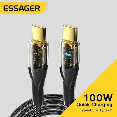 Essager PD 100W USB C To Type C Cable 7A Fast Charging Charger Cable Wire Cord For Huawei Xiaomi POCO Realme Samsung USB-C Cable Docks hargers Docks C