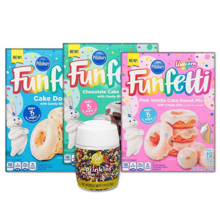 Pillsbury FunFetti Cake Donut Mix with Candy Bits Inside! (459g) 3